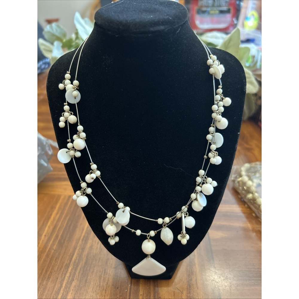 Wire Vintage Layered Beaded Shell Necklace